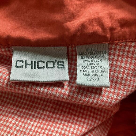 Chicos Jacket Womens Size 2 (Large) Orange Utility Lightweight Trucker Pockets - Picture 3 of 12